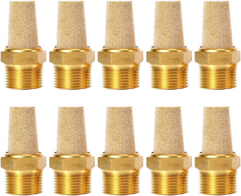 Quickun Air Pneumatic Mufflers, 1/4" Male Thread Sintered Bronze Exhaust Muffler Silencer (Pack of 10)...