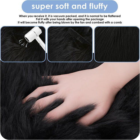 Sibba Fur Faux Locker Fabric Rug Polyester Yard Pre Cut Artificial Craft Costume Double Side Square Crafting Strips Liners Set Plush Precut Fluffy...
