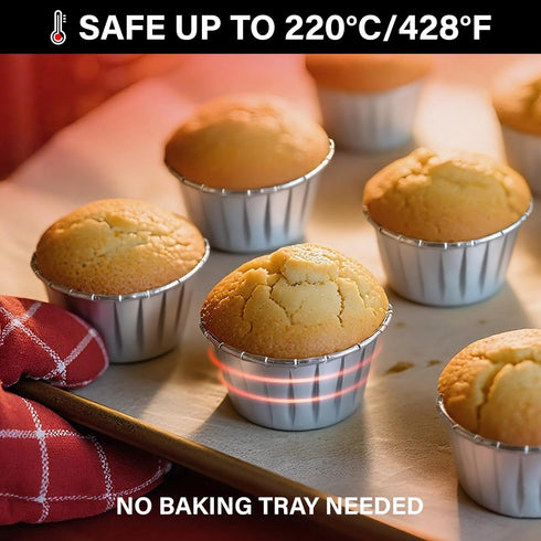 EUSOAR Aluminum Foil Silver Cupcake Liners, 50Pcs Disposable Muffin Liners, Baking Cups, Aluminum Cupcake Tip Pan Ramekin Holders, Little Pudding ...