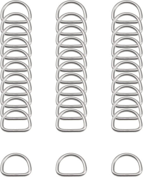 30Pcs 304 Stainless Steel Welded Heavy D-Rings for Hand DIY Accessories Hardware Bags Ring Dog Leashes Dee Ring (1/2inch)...
