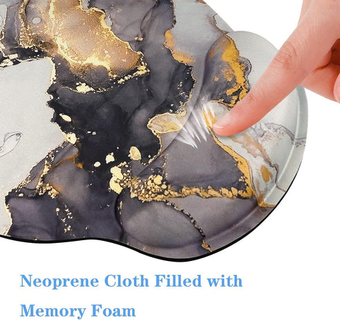 WAVEYU Gray Gold Black Marble Mouse Pad, Cool Mouse Mat for Men Women Non-Slip Rubber Base Mousepad for Desk Laptop Gaming Working Computers Easy ...