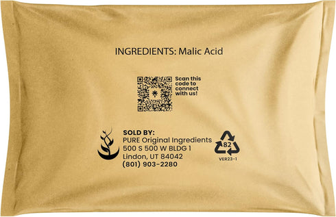 PURE ORIGINAL INGREDIENTS Malic Acid (8 oz) Food Grade Crystals, Tart Flavor...