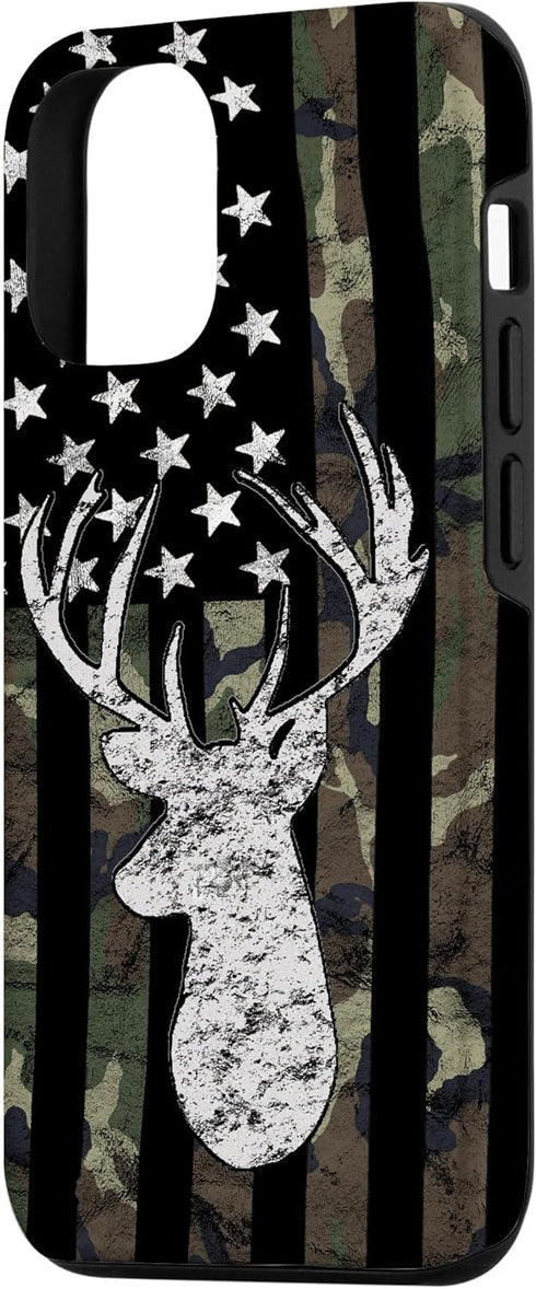 Deer Hunting Camouflage American Flag Whitetail Buck USA Case for iPhone 12/12 Pro...