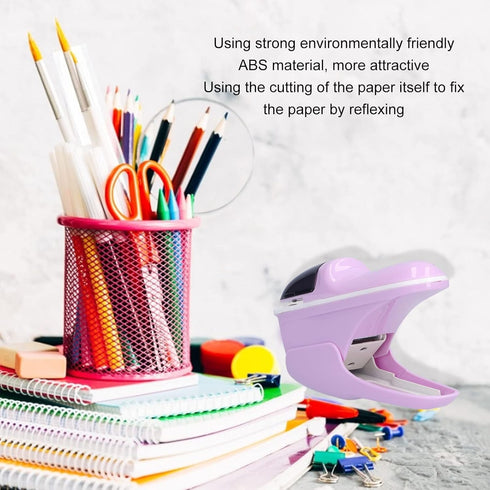 Stapler, paper stapler without staples, Desk Stapler Staple Free Stapler Environmentally Friendly ABS Stapler Safe for Office Documents (Purple)...