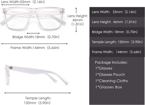 GLINDAR Blue Light Blocking Glasses for Women Men Oversized Square Computer Glasses Reduce Eye Strain Clear...
