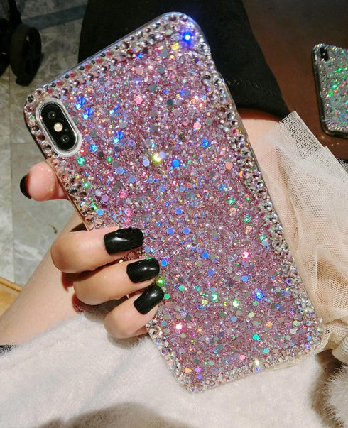 for iPhone Xs Max Case,for iPhone Xs Max Glitter Sparkle Bling Case for Girly Women,Rhinestone Bumper Protective Cover for Apple iPhone Xs Max (Pi...