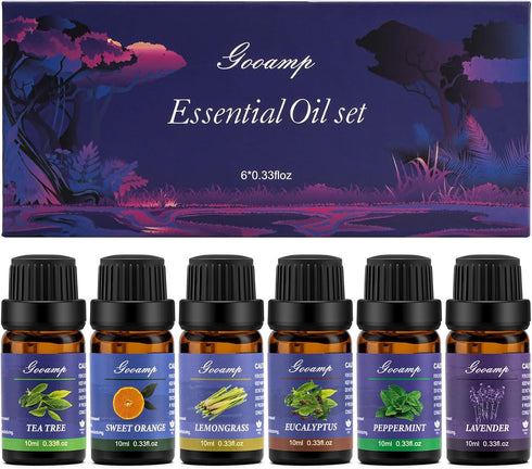 Essential Oils Set-Top 6 Organic Blends for Diffusers,Candle Making,Aromatherapy,Humidifiers,Gifts - Peppermint,TeaTree,Lavender,Eucalyptus,Lemong...