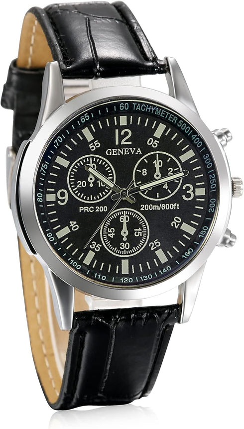 JewelryWe Business Casual Men's Quartz Wrist Watch Dial Leather Strap Watches for Christmas...