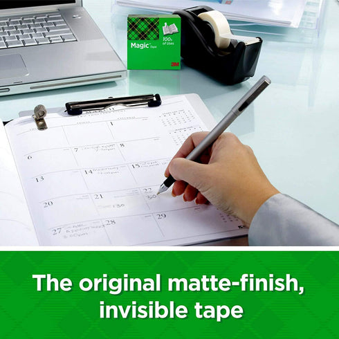 Magic Tape 2 Packs Clear Tape, Magic Tape with Dispensers, Invisible Tape ¾ x 300 Inches, and a 8 Inch All Purpose Scissors...