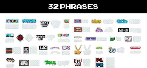 Video Game Themed Custom Vinyl Die-Cut Sticker Pack, Adhesive Decals for Laptop, Water Bottle, Journal, and Phone (64 Pack)...