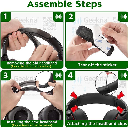 Geekria Protein Leather Headband Pad Compatible with Sony MDR-XB950BT MDR-XB950N1 MDR-XB950B1 MDR-XB950/H, Headphones Replacement Band, Headset He...