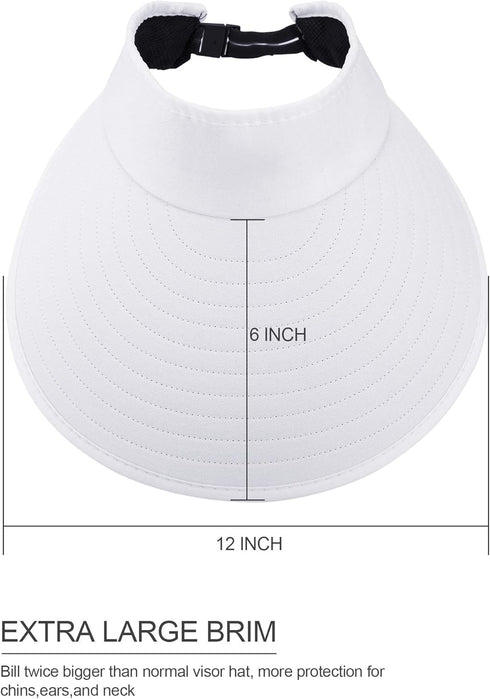 2 Pieces Sun Visor Hats Wide Brim Visor Hats Adjustable Large Brim Summer UV Protection Beach Caps for Women...