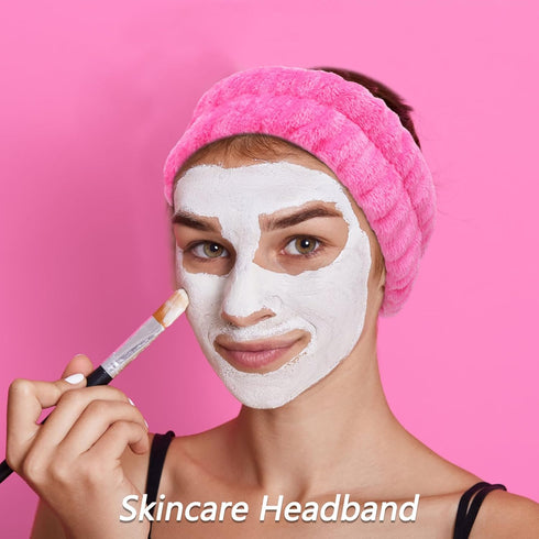 VELSCRUN 6 Pcs Rose Pink Bubble Puffy Sponge Spa Headband Wristband Set, Spa Headbands for Wash Face, Makeup Headband, Facial Skincare Headbands W...