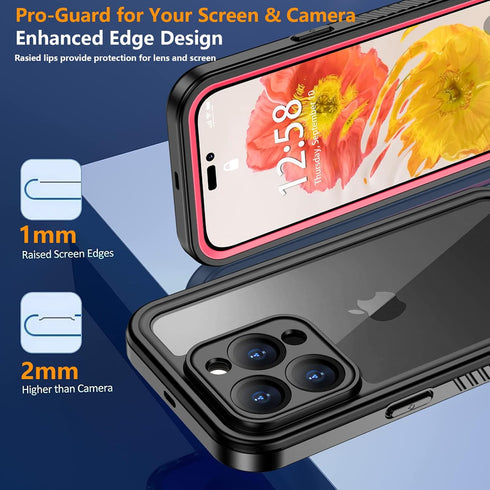 Oterkin for iPhone 14 Pro Case Waterproof,Shockproof Bumper Case with Built-in Screen Protector,Dustproof Anti-scratch Anti-stain Phone Case for i...