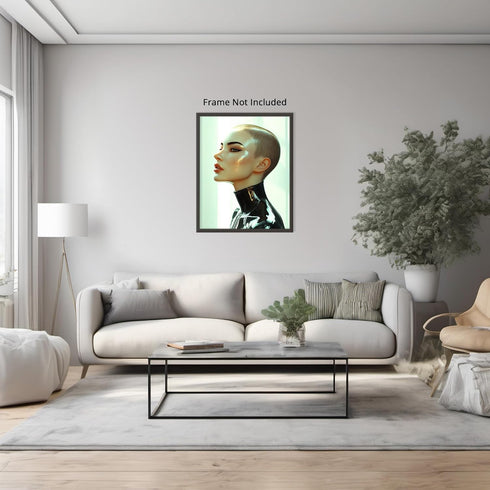 Posterizer 1 pcs-futuristic sleek woman in dark clothing 1-Abstract & Modern Art-Fantasy & Fiction Art-Gift for Women, Fashionistas, Designer Fash...