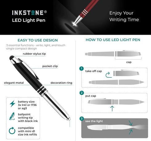 Inkstone Success Business Stylus Pen with Light - 3-in-1 Multi-function Luxury Pen to Write, Light, and Touch. - Corporate Business Gift for Profe...
