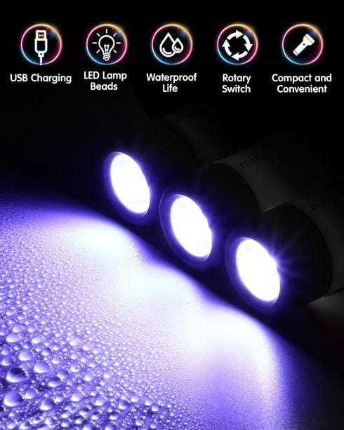 Mudder 12 Pieces Mini Keychain Light Bulk Pocket Tiny Flashlight Handheld Black Light led USB Rechargeable Waterproof Small Flashlights for Emerge...