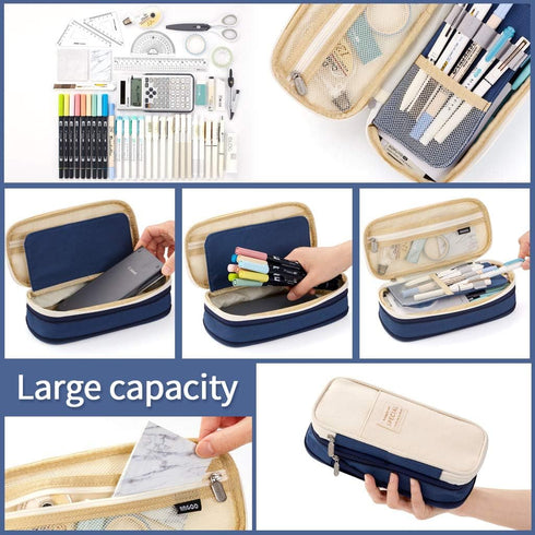 EASTHILL Big Capacity Pencil Pen Case Office College School Large Storage High Capacity Bag Pouch Holder Box Organizer Blue...