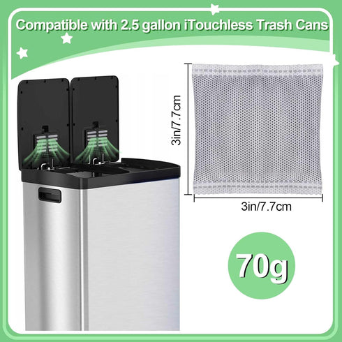 12PCS Activated Charcoal Odor Absorber, Trash Cans Natural Freshest Bamboo Charcoal Bags Compatible with 2.5 Gallon iTouchles Trash Bins, Purifyin...