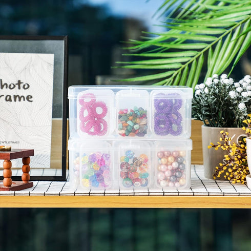 Blulu 24 Pcs Small Bead Organizer Plastic Storage Containers, Clear with 2 Hinged Lid Cases (6.69 x 4.06 x 2.76 Inch, 2.56 x 1.77 x 0.79 Inch)...