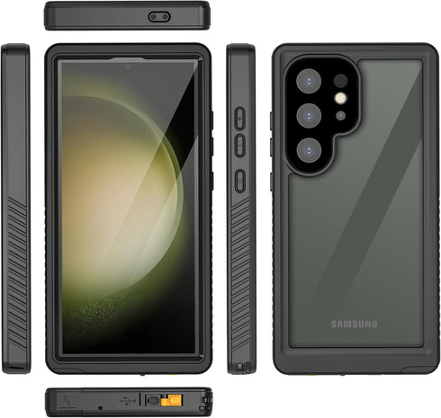 IP68 Waterproof Case for Samsung Galaxy S24 Ultra,100% passed The waterproof quality test,360° full-enclosure,underwater Phone Case,Black clear (W...