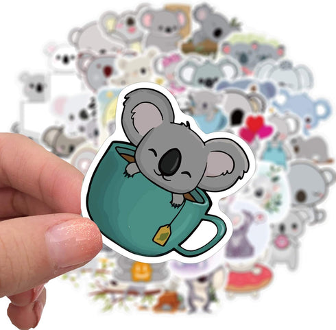 Koala Bear Stickers 50pcs - Cute Boy & Girl Stickers for Laptop, Water Bottle, Luggage, Snowboard, Bicycle, Skateboard - Waterproof Decals...