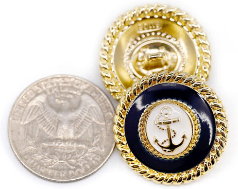20 pcs Vintage Enamel Anchor Metal Sewing Coat Buttons -25mm -1"...