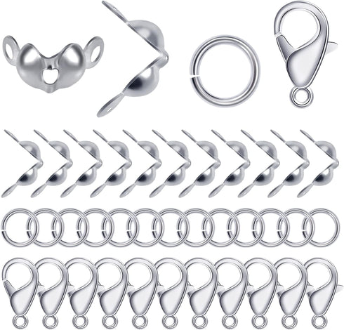 Lobster Clasps for Jewelry Making, 500 Pcs Jewelry Making Supplies Includes 100 Pcs Lobster Claw Clasps, 200 Pcs Open Jump Rings and 200 Pcs Bead ...