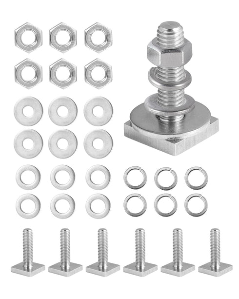 T Slot Bolts for Roof Rack Cross Bars, Platform, Cargo Basket, Stainless M6x35mm/M8x30mm, 3mm Thick, Square T Track Bolt Adapter to Secure Bike/Sk...