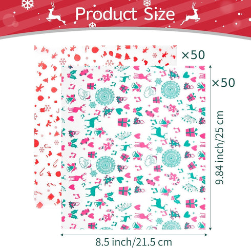 Zezzxu 100 Sheets Christmas Wax Paper Xmas Food Parchment Paper Grease Proof Paper Dry Paper Liners Wrapping Tissue for Food Basket (Xmas Elk)...