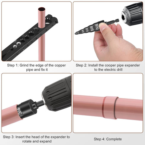 SUNJOYCO 5 in 1 HVAC Repair Tool, 2PCS Air Conditioner Copper Pipe Tube Expander Soft Copper Tubing Swaging Tool Repairing Set, Copper Pipe Swage ...