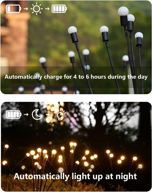 Firefly Lights Solar Outdoor, Solar Powered Firefly Lights, 2Pack Fire Fly Solar Garden Lights, Waterproof Swaying LED Solar Decorative Lights Sti...