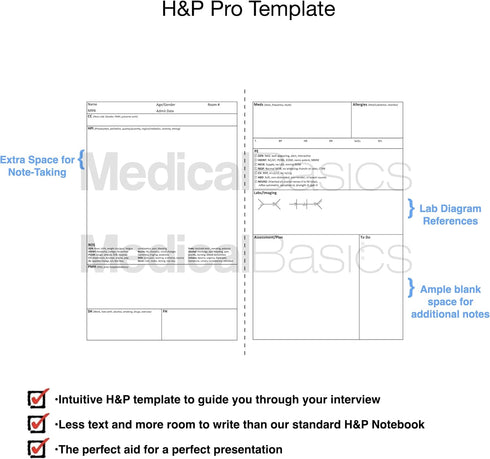 H&P Pro Notebook (Extra Space for Note-taking) – Medical History and Physical Notebook for medical students, residents, nurse practitioner NP, and...