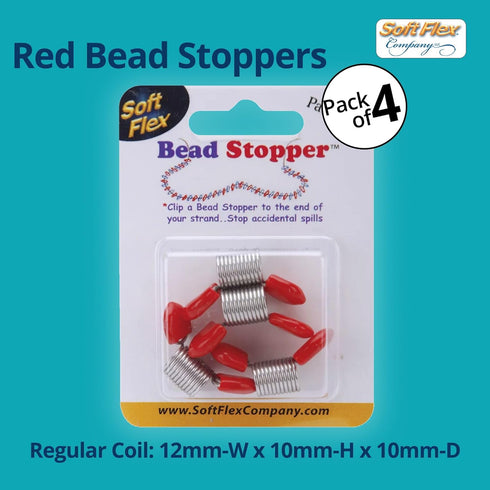Soft Flex Bead Stoppers - Pack of Four with Red Handles - Bead Stopper for Jewelry Making...