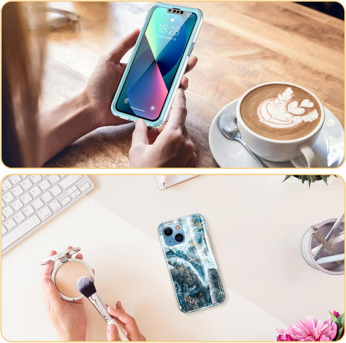 Esdot for iPhone 13 Case with Built-in Screen Protector,Military Grade Rugged Cover with Fashionable Designs for Women Girls,Protective Phone Case...