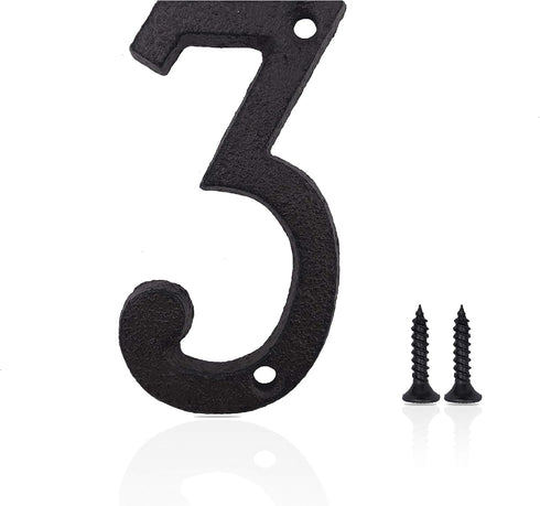 3 Inch House Numbers- Special Cast Iron Home Address Number- Easy Install (3 Inch High, 3)...