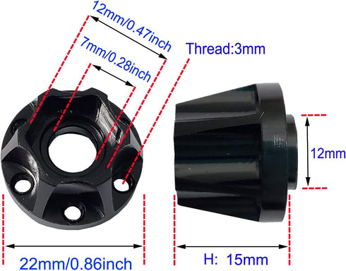 4Pcs RC Metal 12mm Hex Wheel Hubs Adapters for 1.9/2.2inch Beadlock Wheel Rim Axial Scx10 Trx4 Wraith Gen7 Gen8 D90 CC01 1/10 RC Crawler (15mm)...