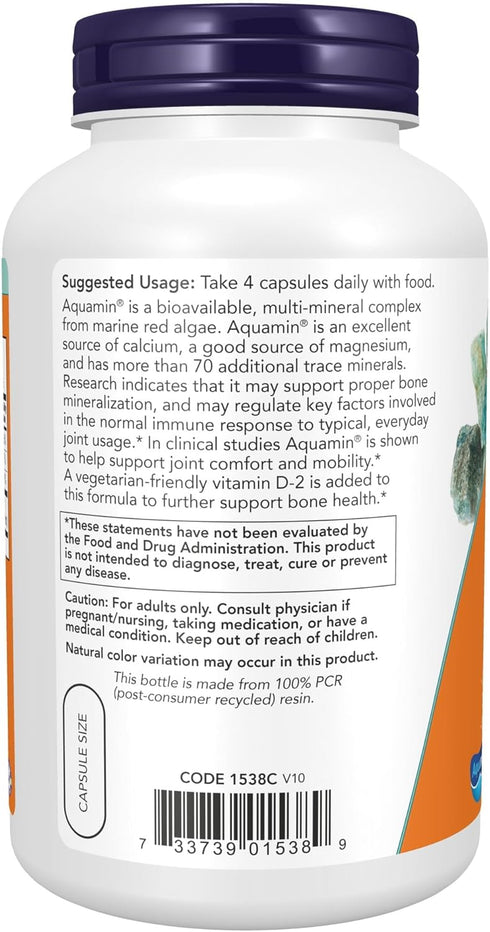 NOW Supplements, Red Mineral Algae Plus Vitamin D-2, Joint Health*, 180 Veg Capsules...