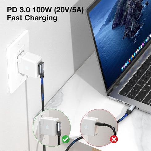 USB C to USB C Cable Right Angle Supports PD 100W Fast Charging, 20Gbps Data Transfer, 4K@60Hz Video, 90 Degree USB Type C 3.2 Cable for Thunderbo...