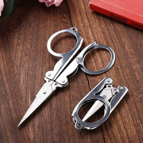 2Pcs Foldable Mini Metal Scissors Stainless Steel Folding Scissors Portable Travel Scissors Crafting Safety Sewing Scissor For Home Office...