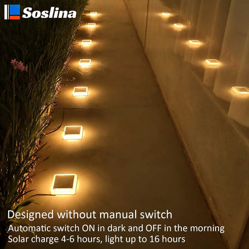 Solar Deck Lights Solar Powered,Solar Stair Lights Outdoor Waterproof,Solar Step Lights Auto ON/Off,Solar Lights Stick on Garden,Patio,Concrete Pa...