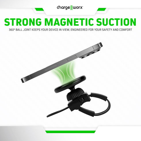 CHARGEWORX Magnetic Gym-Bike Phone Holder, Treadmill and Stroller Phone Mount, Compatible with MagSafe iPhone 16/15/14/13/12 and Magnetic Android ...
