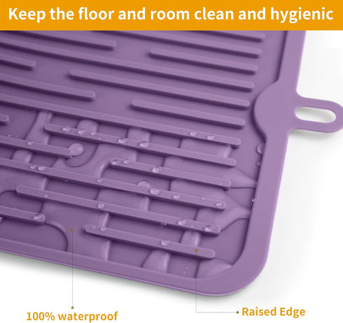 Ptlom Dog Food Mat Anti-Slip Dog Bowl Mats for Food and Water, High-Lips Waterproof Dog Feeding Mat Prevent Messy Spills to Floor, Silicone Pet Pl...