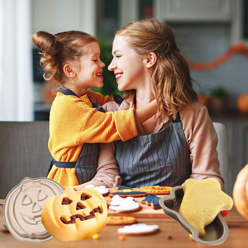 Crethinkaty Halloween Ghost Shape Mini Cake Pan Pie Mold, 5.6 Inch Cake Tin with Non Stick Coating Baking Molds Bakeware Tray for Halloween Cake C...