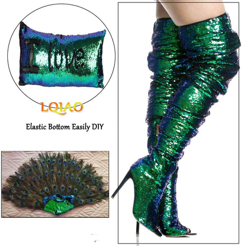Mermaid Green Blue Black Shimmer Sequin Fabric Reversible Sequin Fabric Two Tone Flip Up Sequin Fabric by The Half Yard...