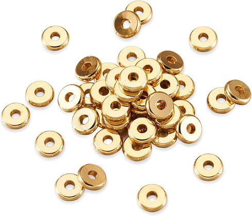 Cheriswelry 200pcs 6x1.2mm Flat Round Metal Heishi Beads Spacer Golden Brass Flat Rondelle Disc Coin Loose Beads Spacers for Surfer Bohemian Jewel...