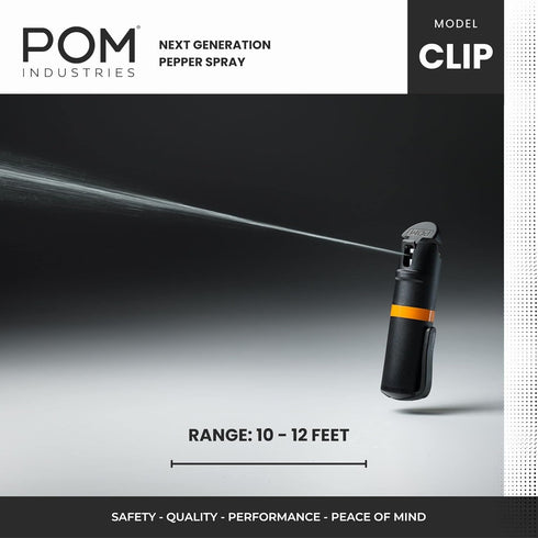 POM Pepper Spray Flip Top Pocket Clip - Maximum Strength OC Spray for Self Defense - Tactical Compact & Safe Design - 25 Bursts & 10 ft Range - Po...