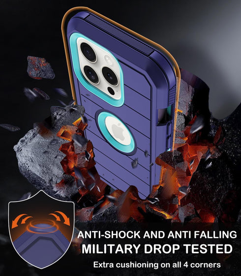 for iPhone 13 Pro Max Case with Belt Clip Holster & Kickstand,Built-in Screen Protector,Heavy Duty Shockproof Drop Protection Military Grade Full ...