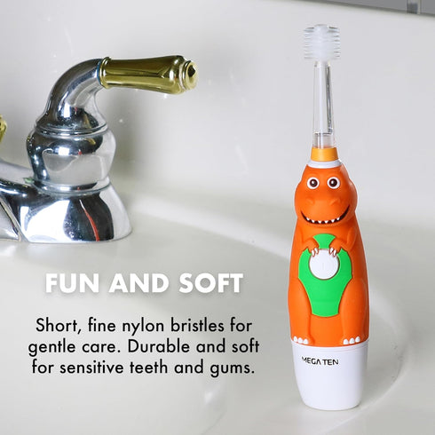 Brilliant Oral Care Kids Sonic Toothbrush Soft Replacement Heads, for Children Ages 5+, Orange, 2 Pack...