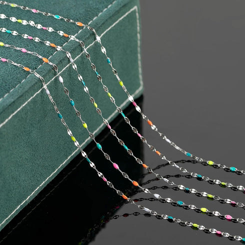 UMAOKANG 16.4 Feet Stainless Steel Chain for Jewelry Making Dainty Chain Necklace for Women Colorful Enamel Link Chain with Jump Rings and Lobster...